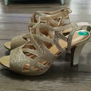 Gold sparkly heels